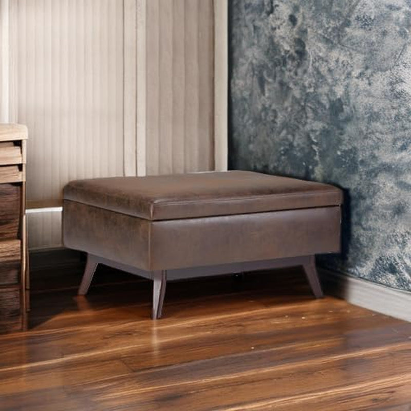 Owen 34 Distressed Chestnut Brown Coffee Table Ottoman