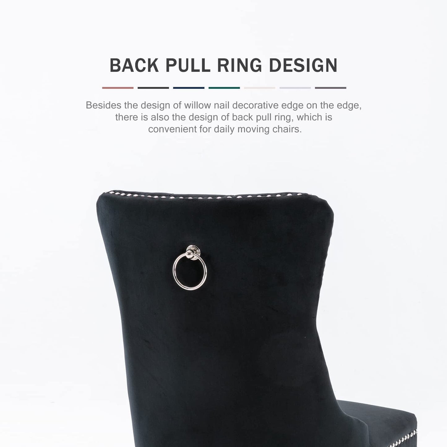 Black Velvet Dining Chair Set Of 6 With High Back Wingback