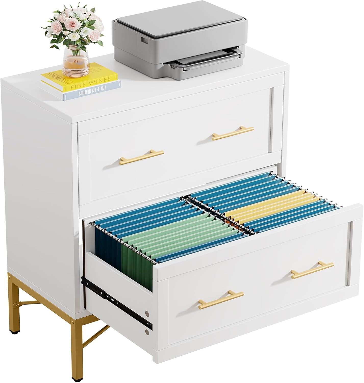 White 2-Drawer Lateral File Cabinet For Letter Legal A4