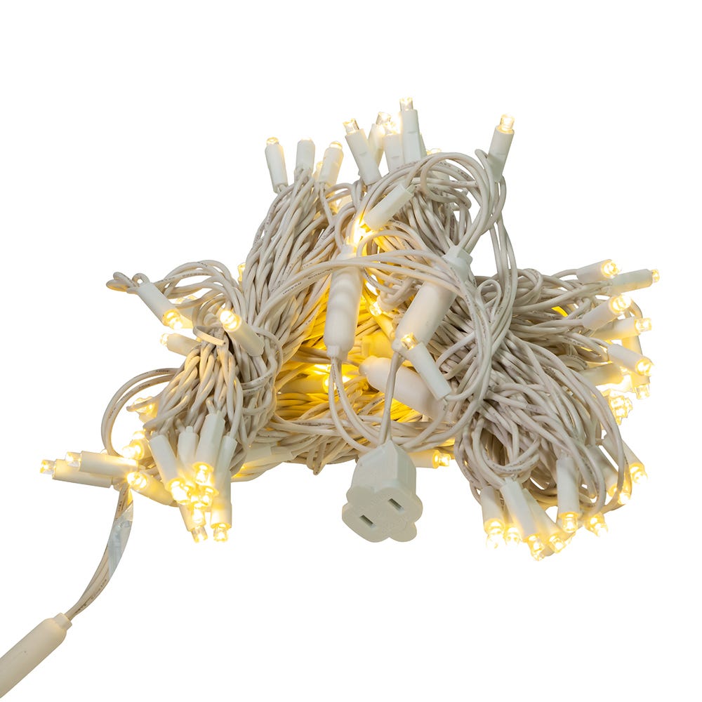 100-Light 5MM Warm White LED White Wire Light Set