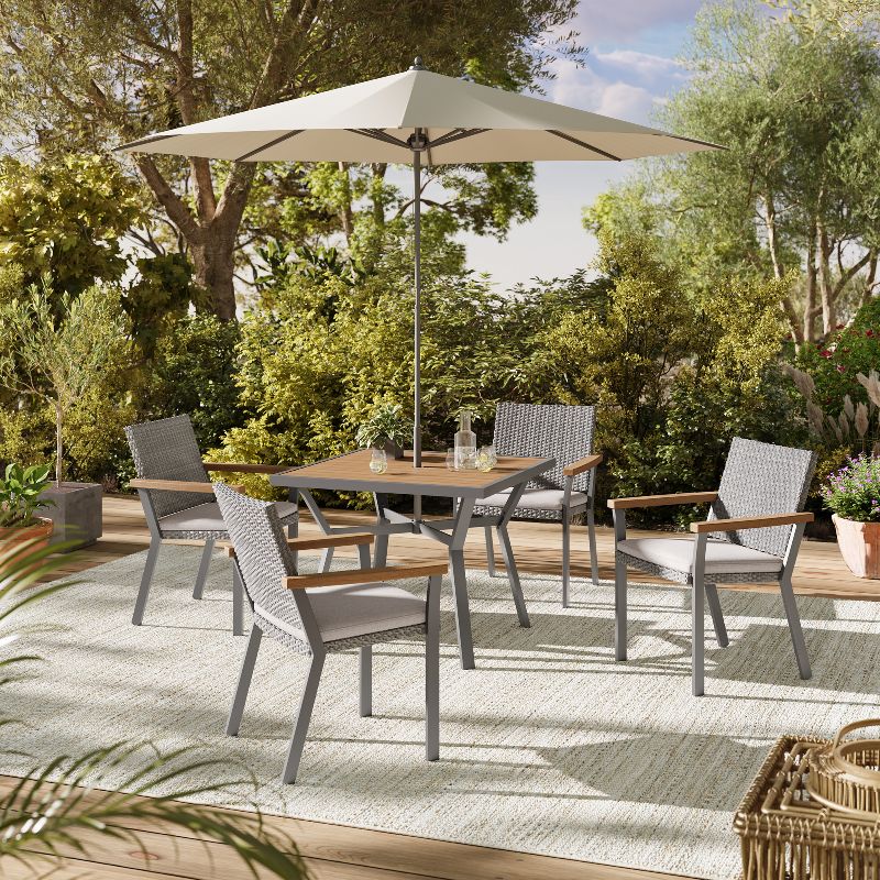 Sencillo Collection - Dining Table, Patio Table, with Umbrella Hole