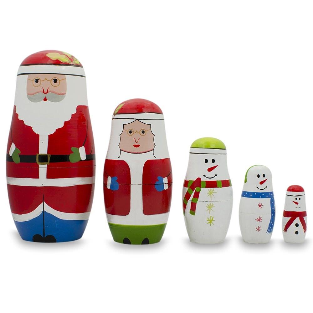 Set of 5 Unfinished Wooden Nesting Dolls DIY Craft Blanks for Painting 6 Inches