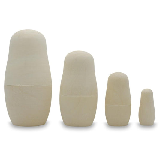 Set of 4 Unfinished Wooden Nesting Dolls DIY Craft Blanks for Painting 4 Inches