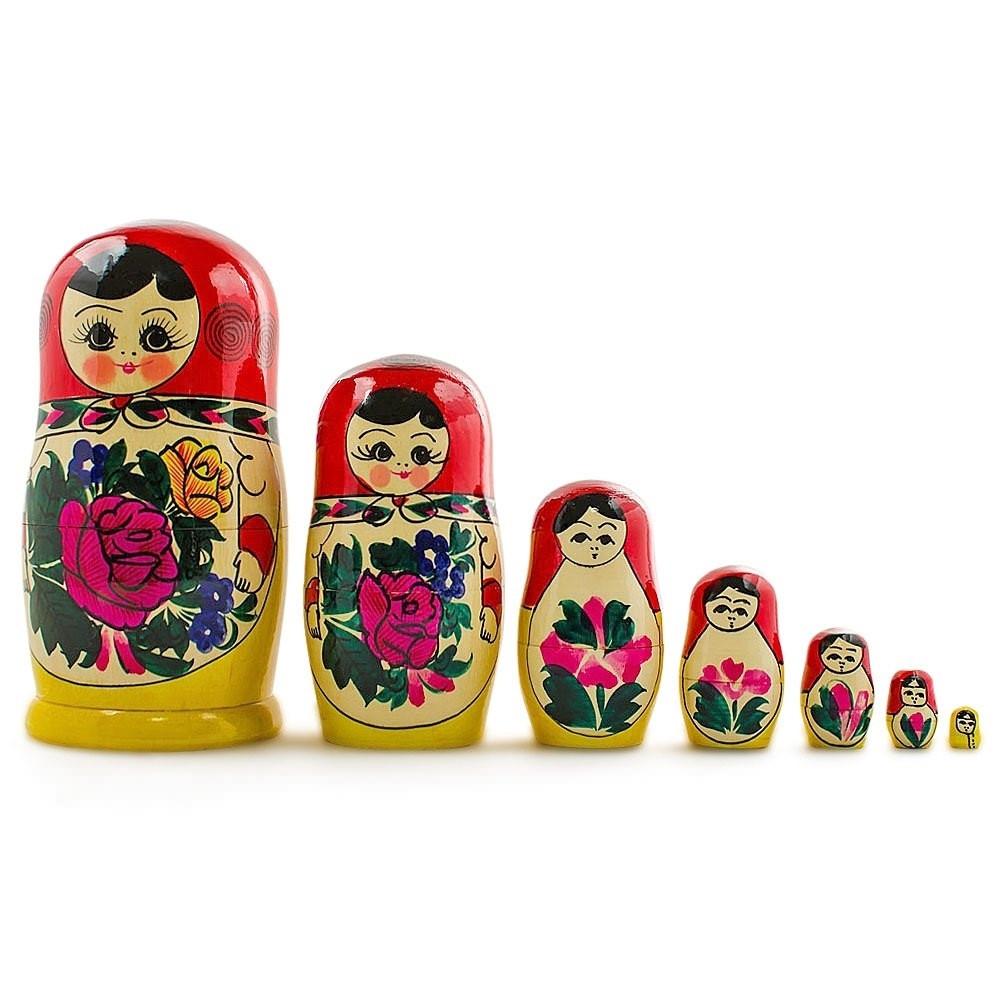 Set of 7 Unfinished Wooden Nesting Dolls DIY Craft Blanks for Painting 6.75 Inches