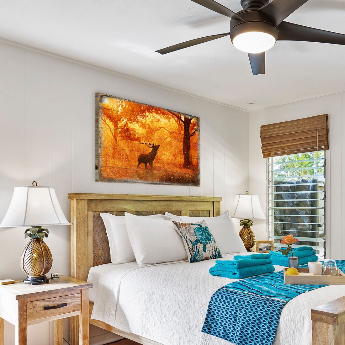 Forest Fire Art Wooden Wall Art by Nature Wonders - Nature Wildlife Decor  - 95291B