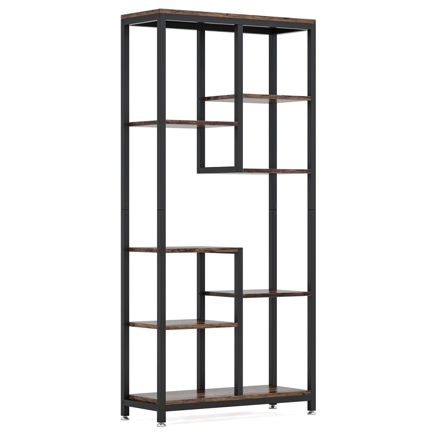 69.2" 6-Tier Rustic Brown Industrial Etagere Bookcase