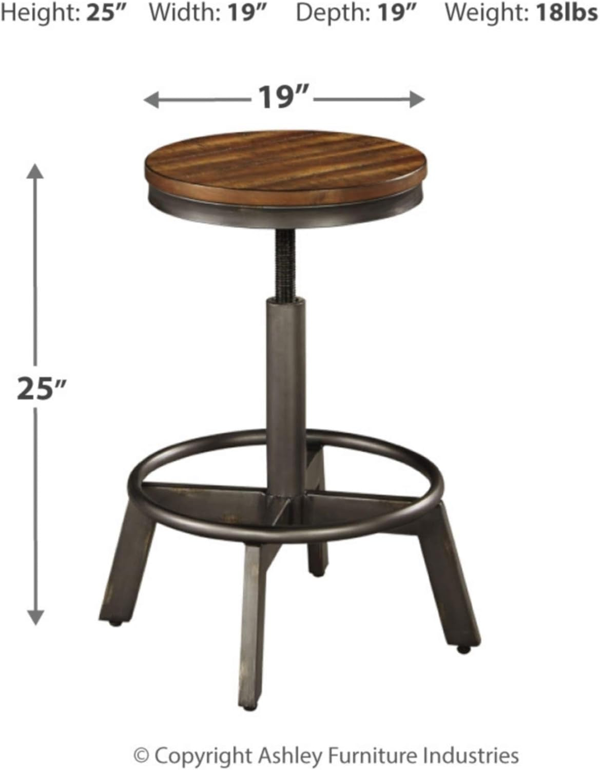 Torjin 24 Inch Adjustable Height Brown Barstools Set