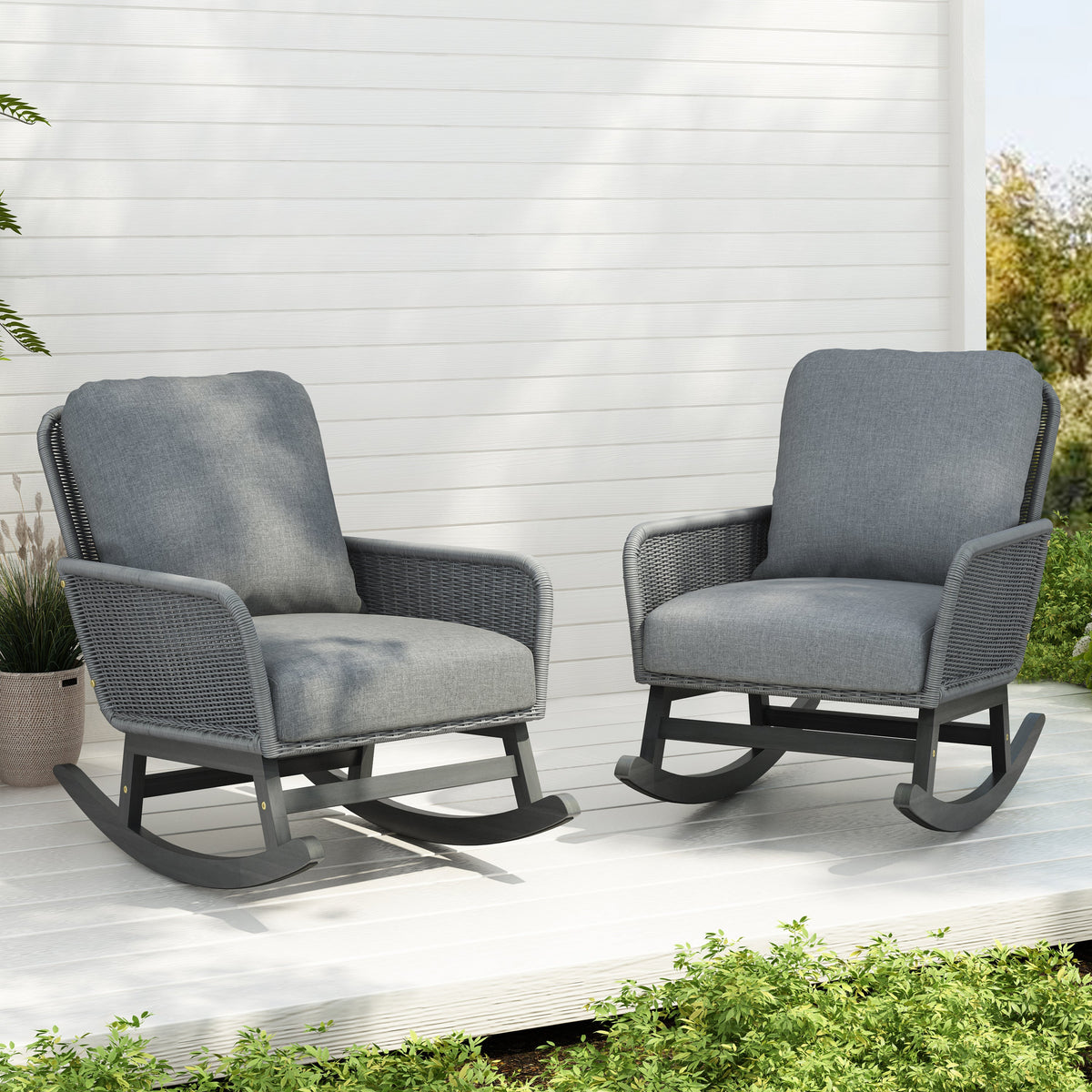Set of 2 Contemporary Minimalist Patio Seating