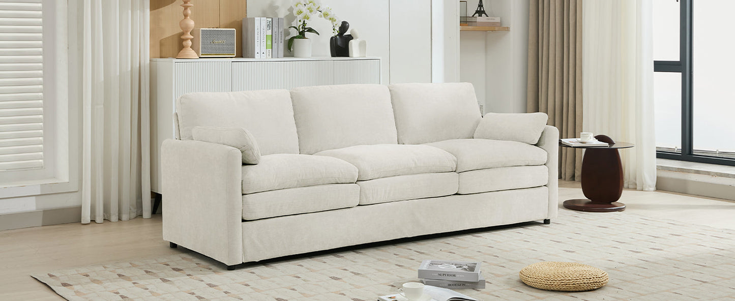 Cozy Upholstered 3-Seater Sofa with Plush Double Cushion and Ergonomic Design