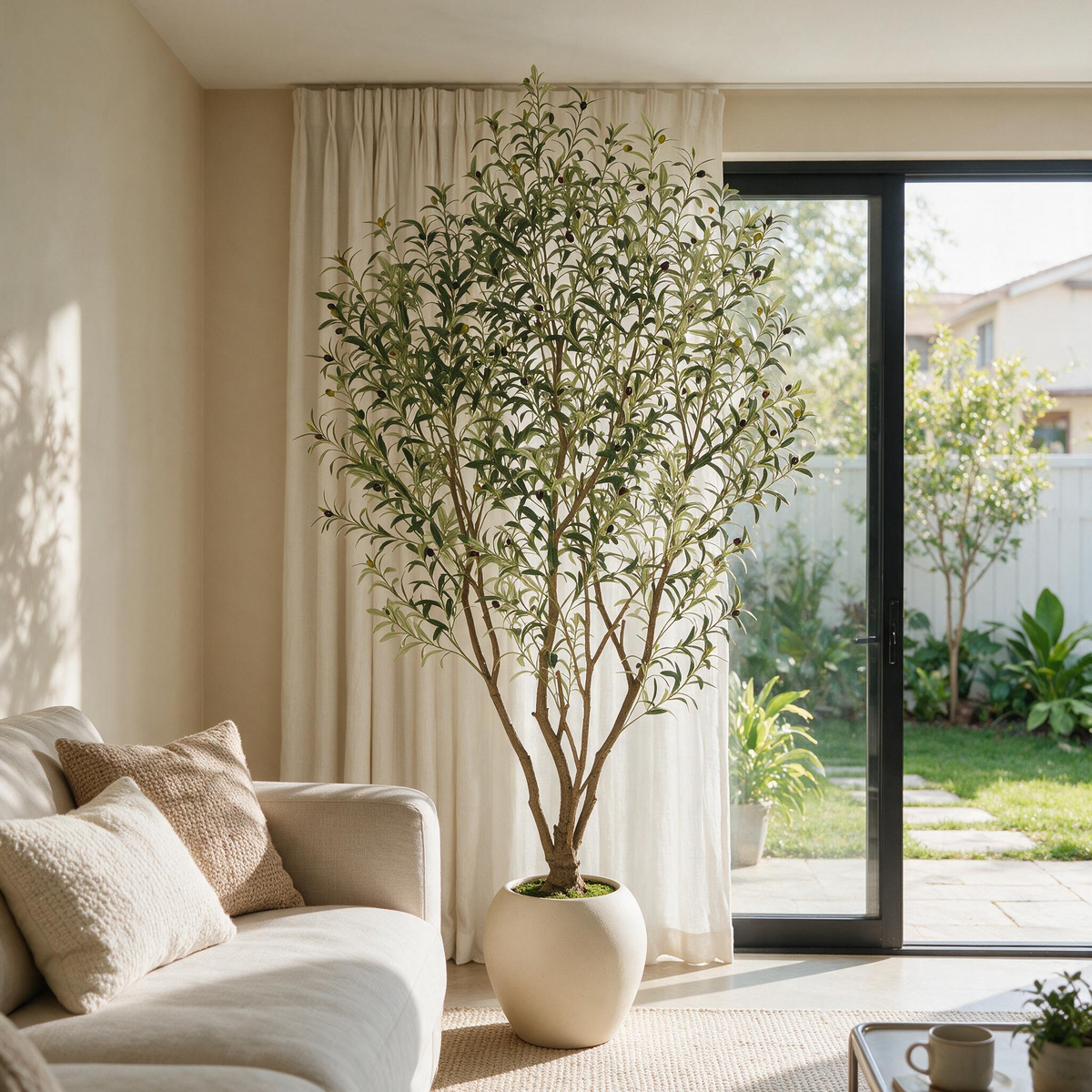 8FT Artificial Olive Tree With Big Decorative Planter