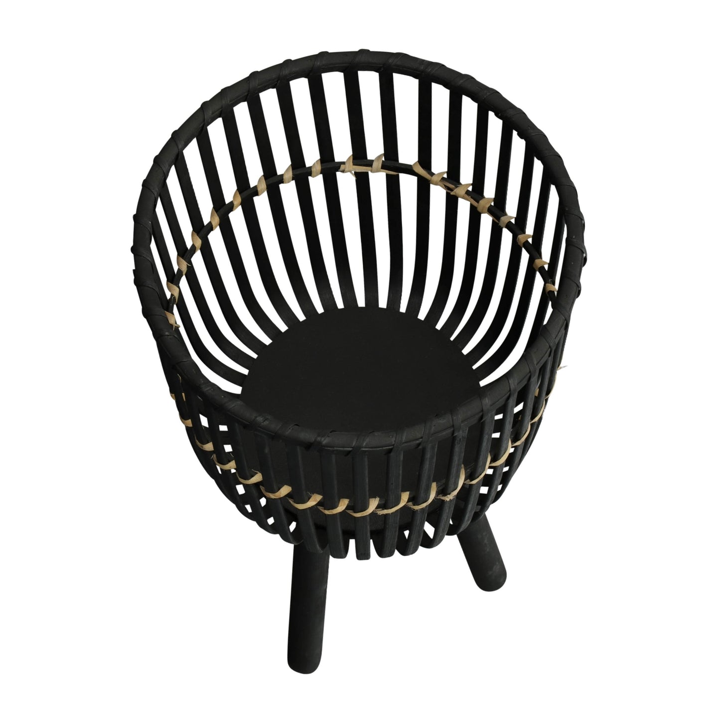 S/3 BAMBOO FOOTED PLANTERS 11/13/15', BLACK