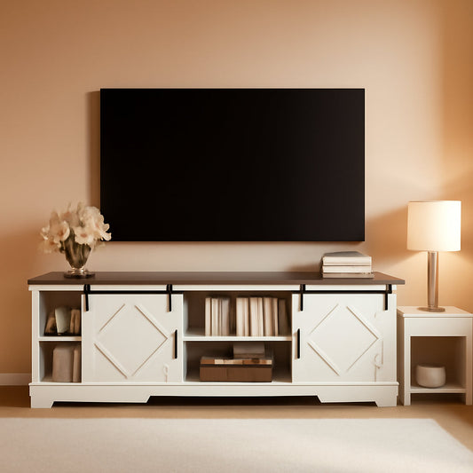 Modern Farmhouse 3 In 1 TV Stand For Up To 95 Inch TVs Wood