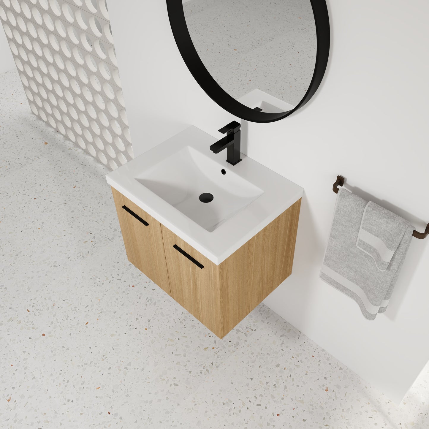24" Floating Bathroom Vanity with Sink, Light