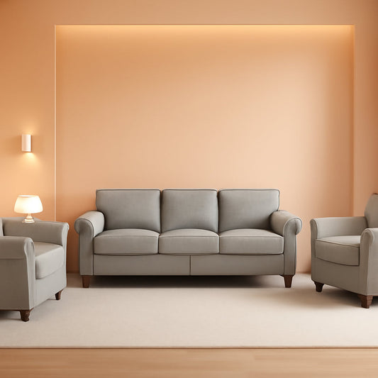 Light Grey Small Space Living Room Couch Set With Loveseat