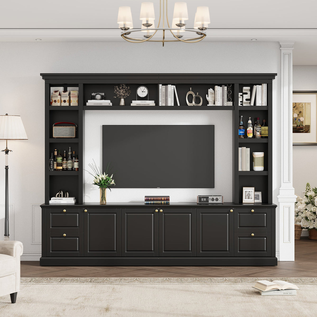 All-in-One Modern TV Stand with Bookcase