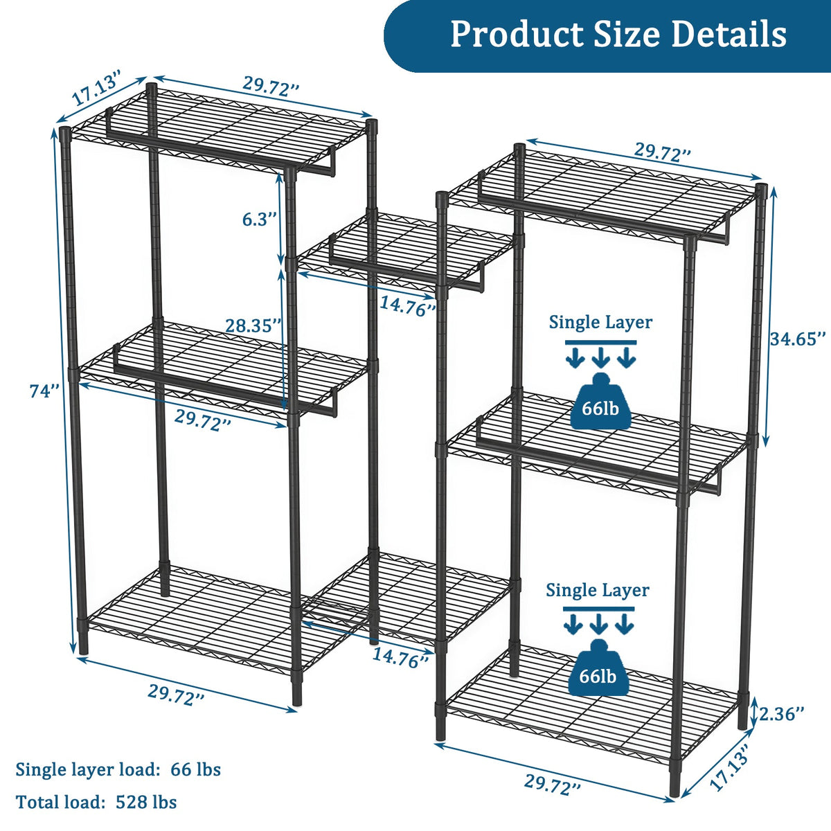 Heavy Duty Garment Rack, Freestanding Closet Organizer