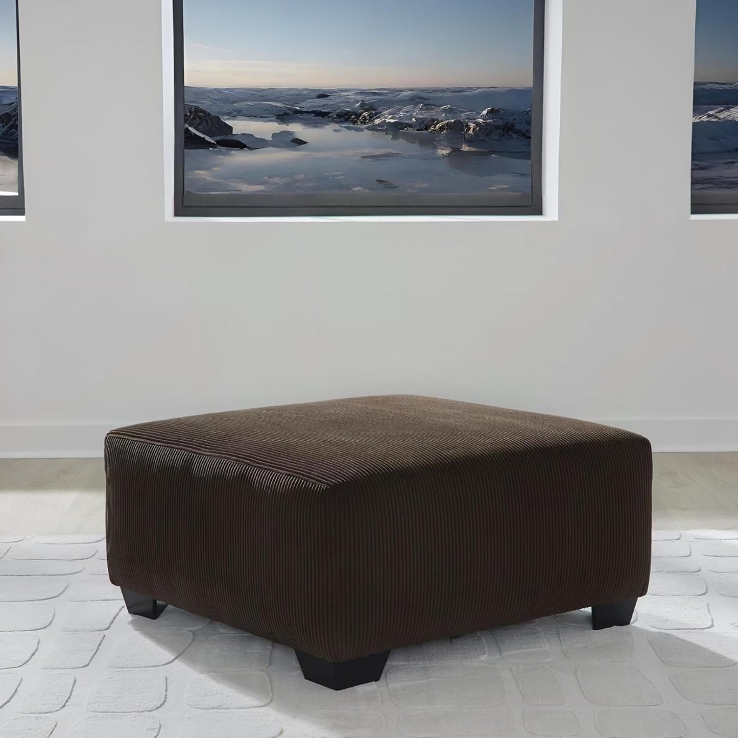Ottoman Dark Brown Textured Stripe Statement Piece