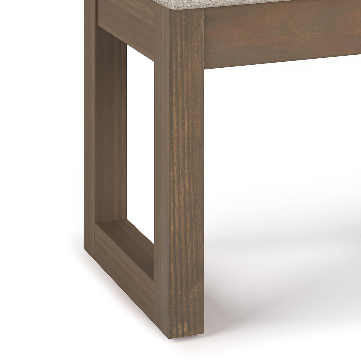 Milltown 27 Inch Wide Solid Wood Footstool Small Ottoman Bench in Platinum
