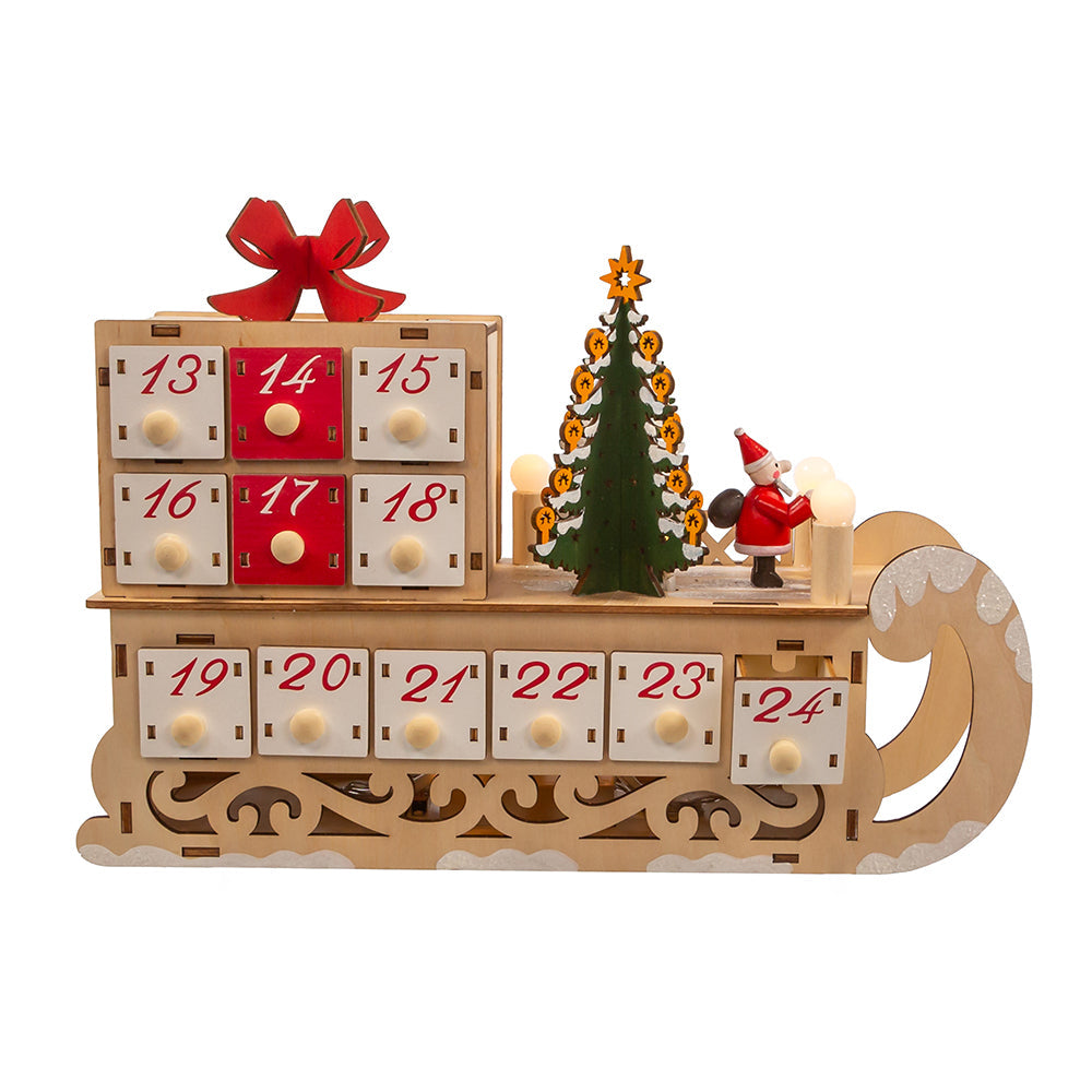 6-light LED Santa Sleigh With Advent Calendar