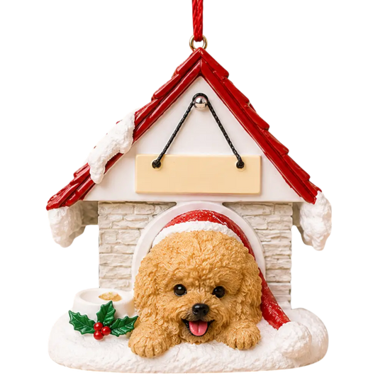 Ceramic Doghouse Ornament - Pomeranian