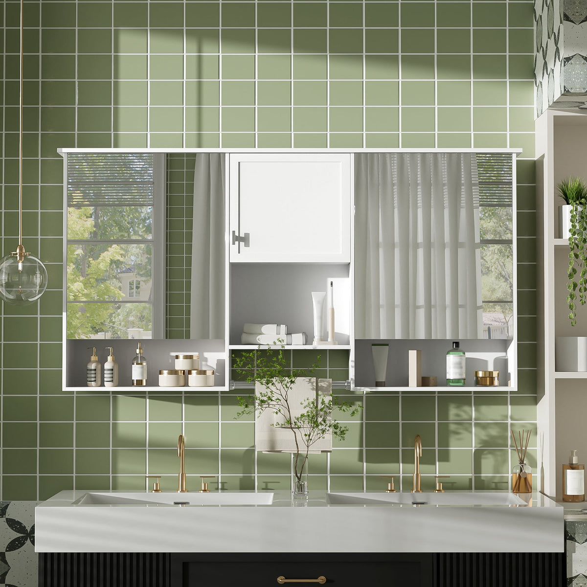 55 Inch Wall-Mount 3-in-1 Mirror Cabinet