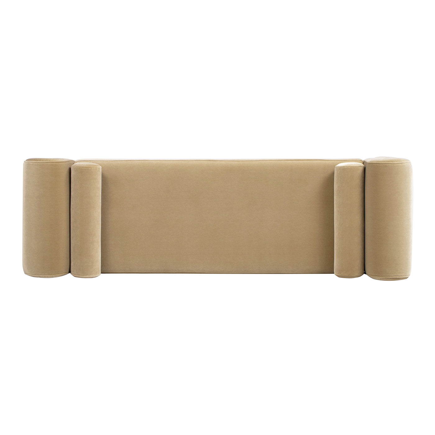 Mason 60.5' Arched Arm Bench with Bolster Pillows, Camel Brown Beige Performance Velvet