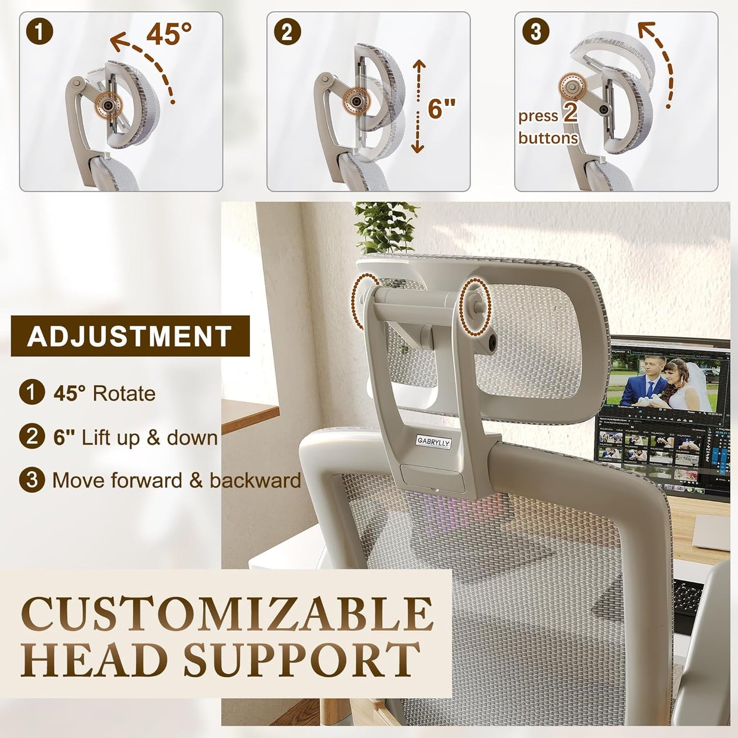 White Mesh Ergonomic Office Chair With Headrest Tilt 400Lbs