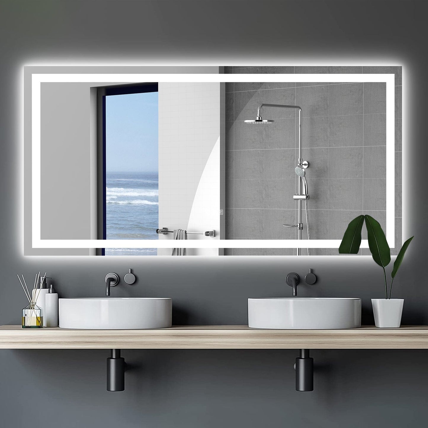 72" x 36" LED Lighted Bathroom Mirror – Anti-Fog, Dimmable, Shatterproof Vanity Mirror