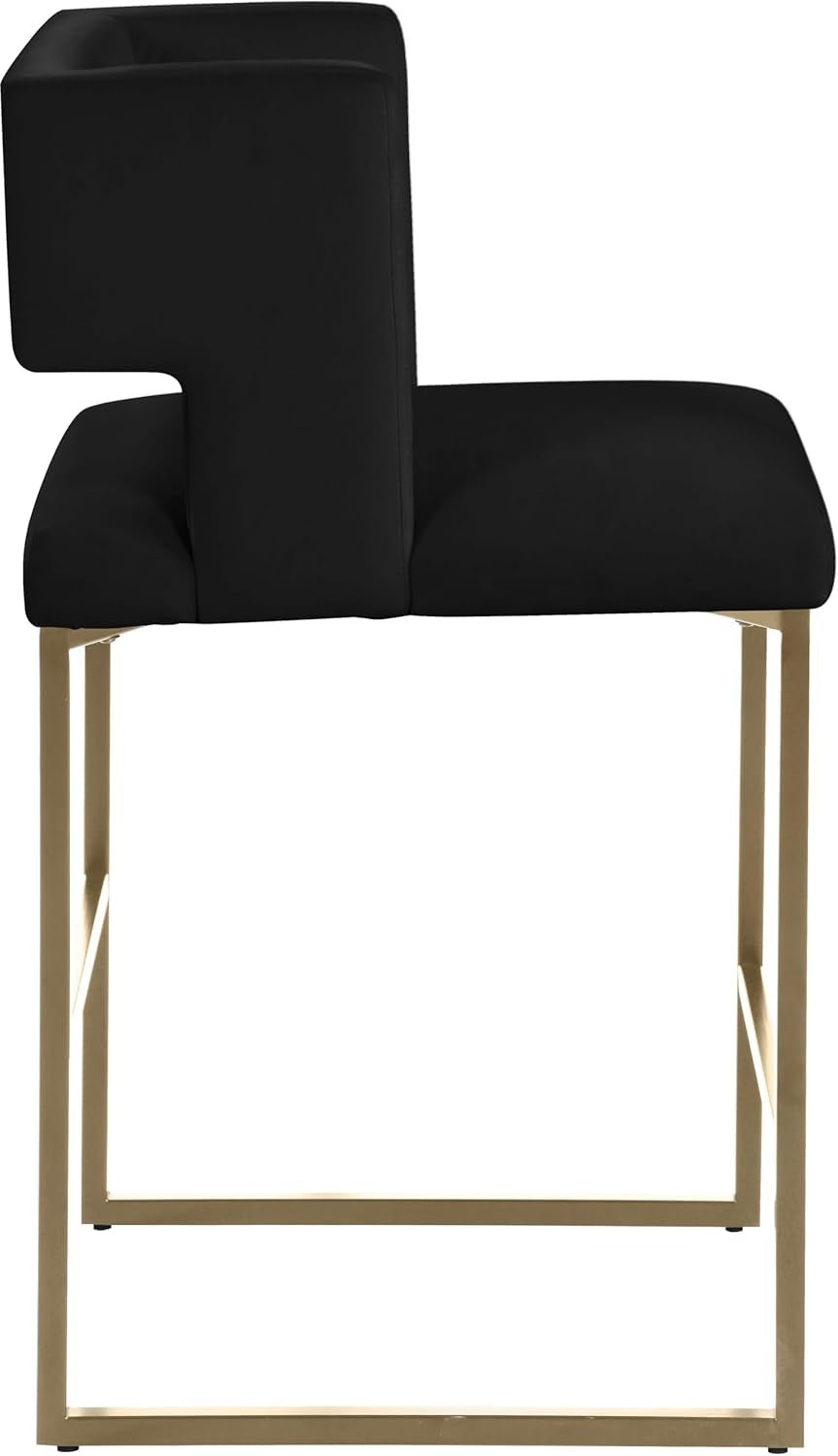 Caleb Collection Counter Height Stool Black Velvet Set Of 2