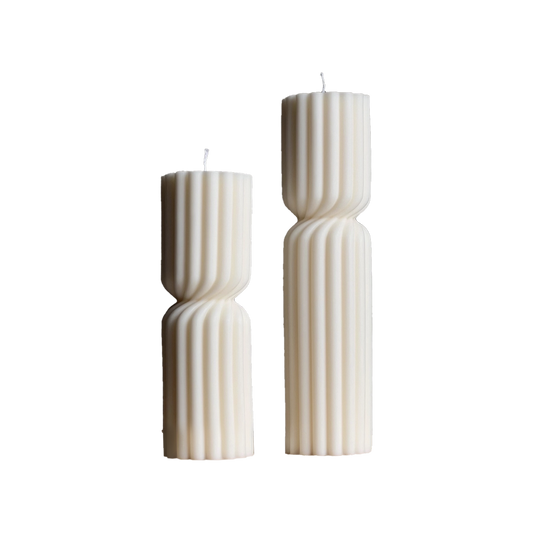 Fluted Hourglass Pillar Candle