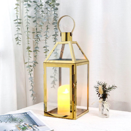 16" H Stainless Steel Candle Lanterns (Gold)