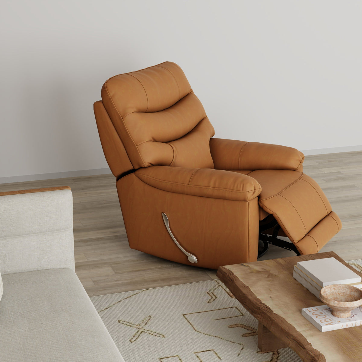 Global Home Swivel Glider Recliner with Manual Footrest In Oslo Antelope