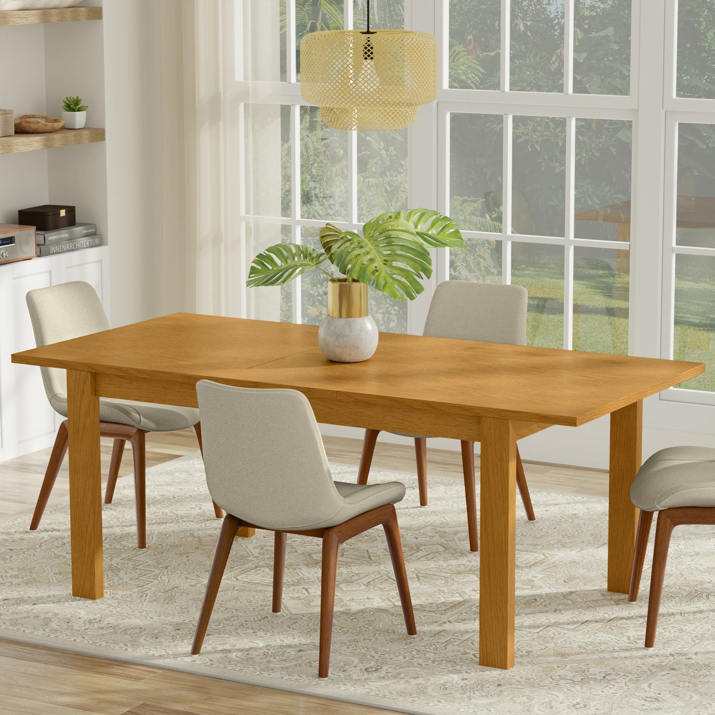 Wilson 60-76 Inch Rectangle Transitional Extendable Dining Table