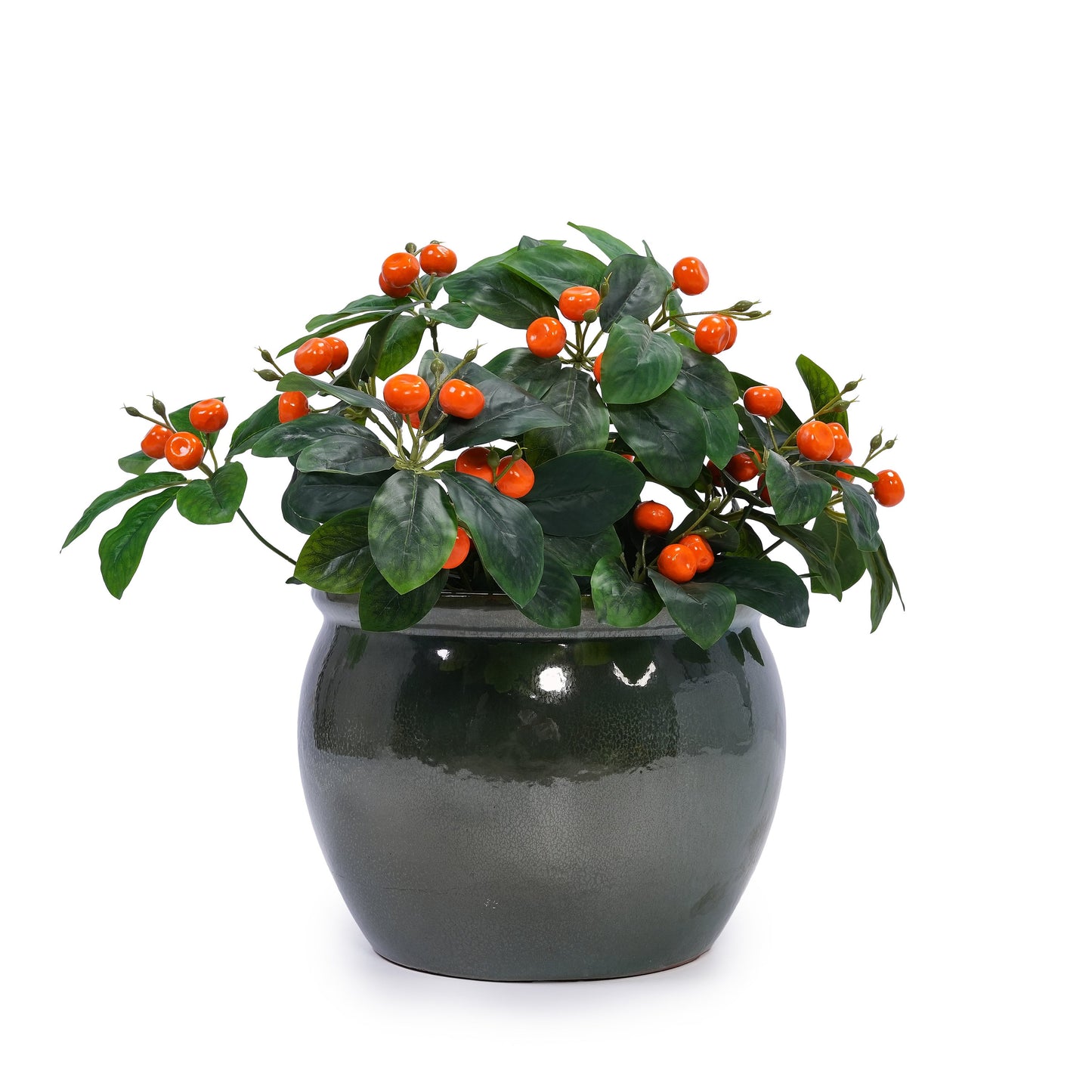3 Pieces Ceramic Flowerpot, Modern Planter for Patio, Garden or Windowsills - Antique Blue Green