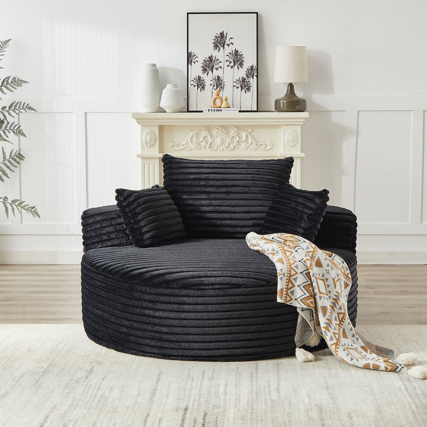 Fluffy Modern Corduroy Sponge Sofa - No Assembly Required