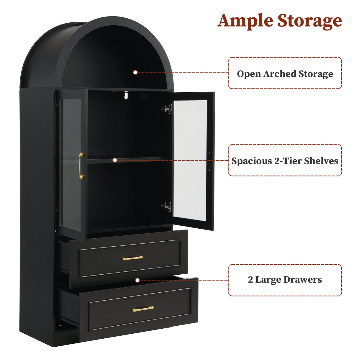 Modern Minimalist Arched Top Storage Cabinet