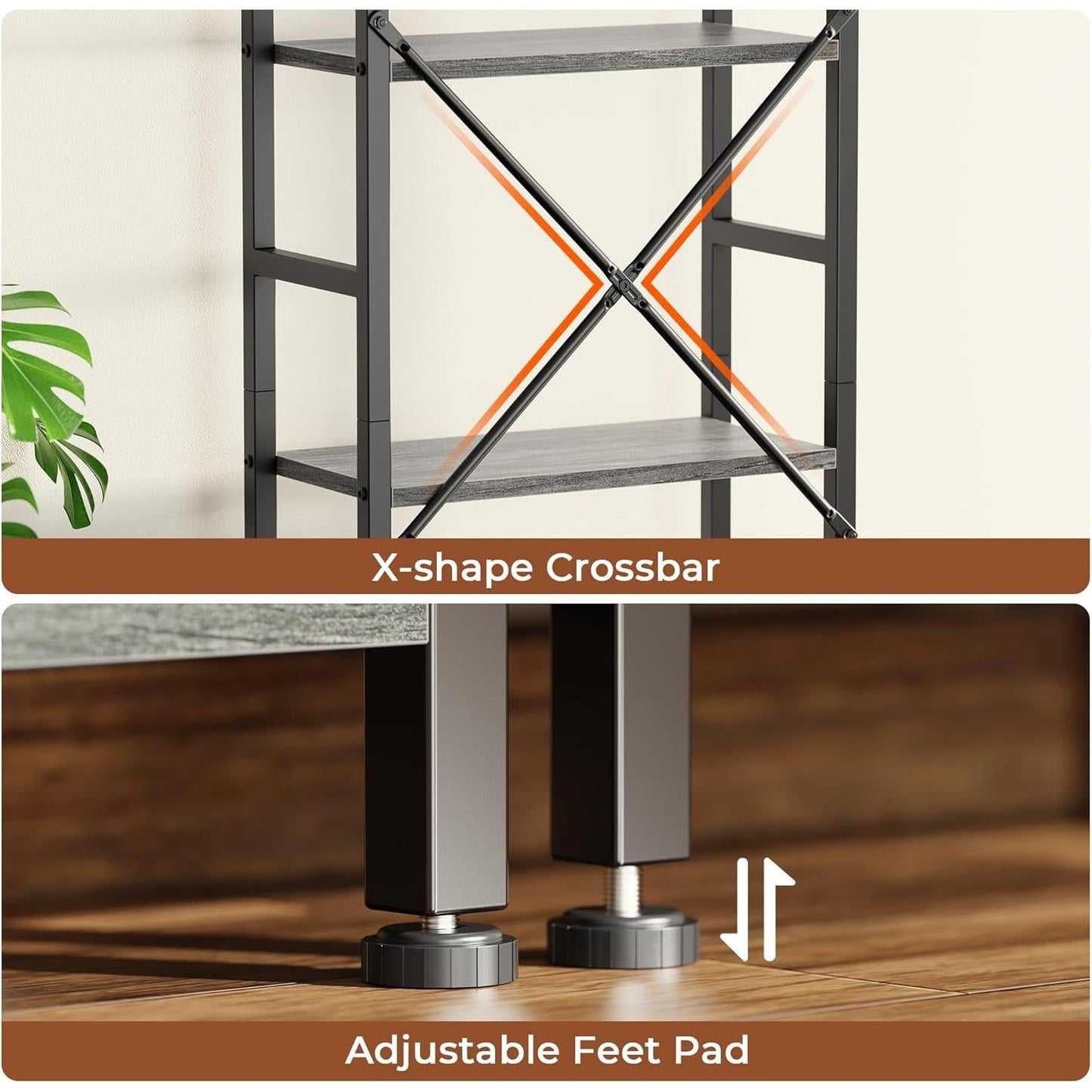 Grey 4 Tier Ladder Bookshelf With 11 Open Shelves For Home