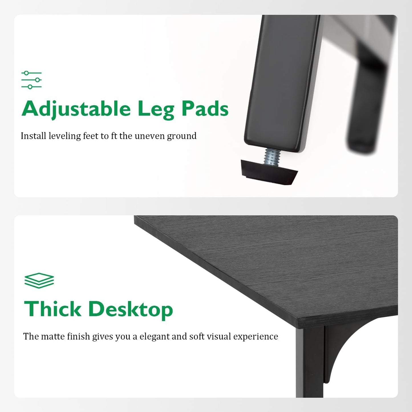 Black 32 Inch Desk And Chair Set For Home Office Use