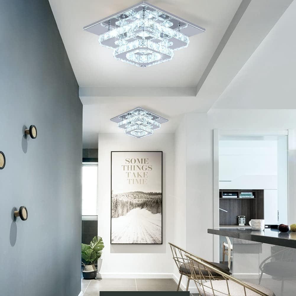 Crystal Square LED Ceiling Light Two Layer Flush Mount