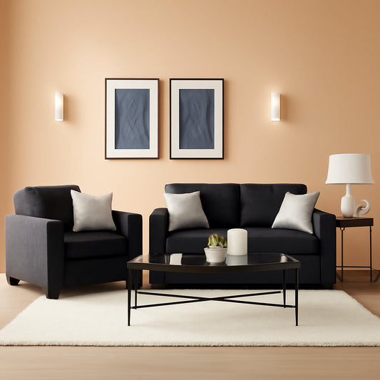 Dark Gray Modern Loveseat With Two Accent Pillows Included
