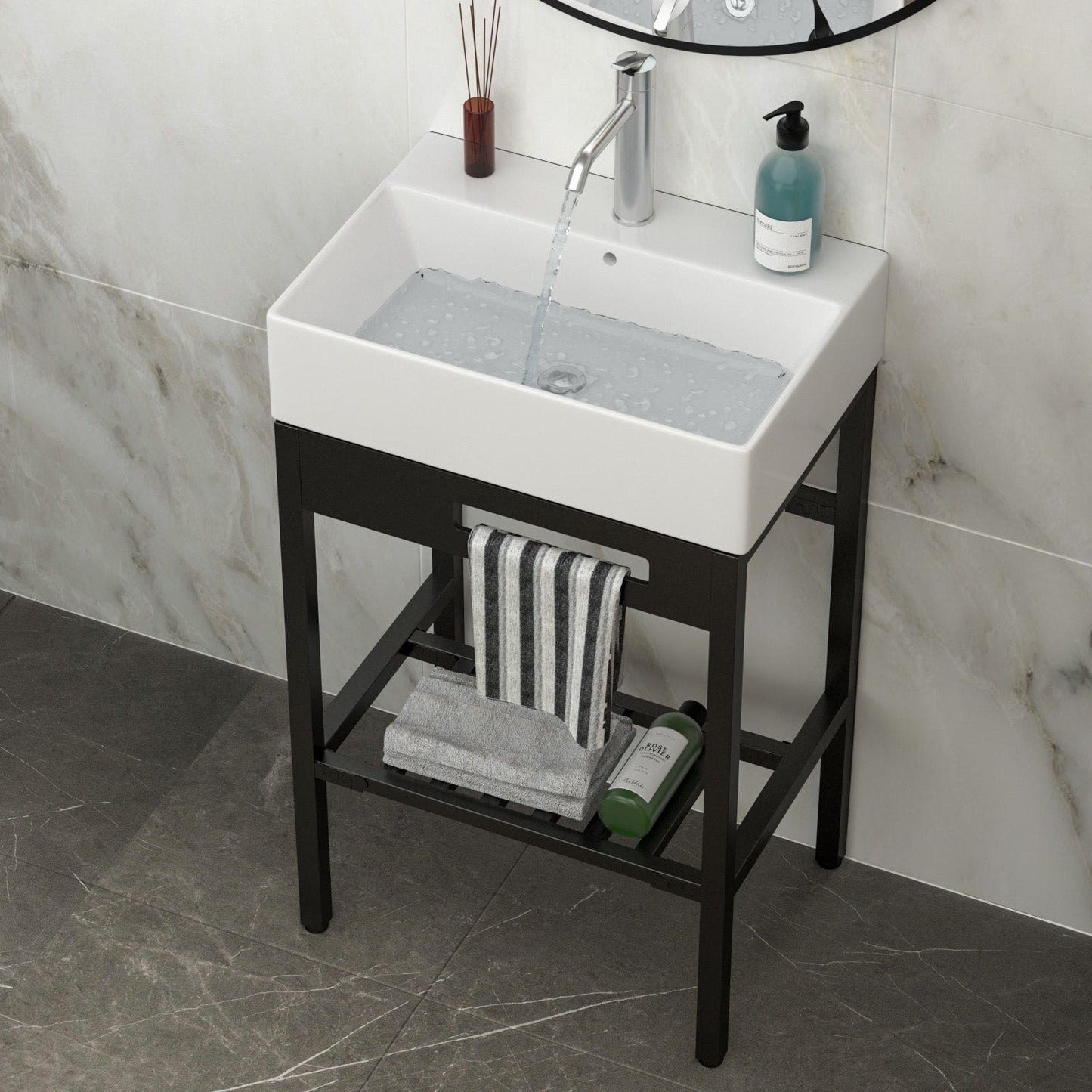 24" x 16.75" Bathroom Ceramic Console Sink with Overflow
