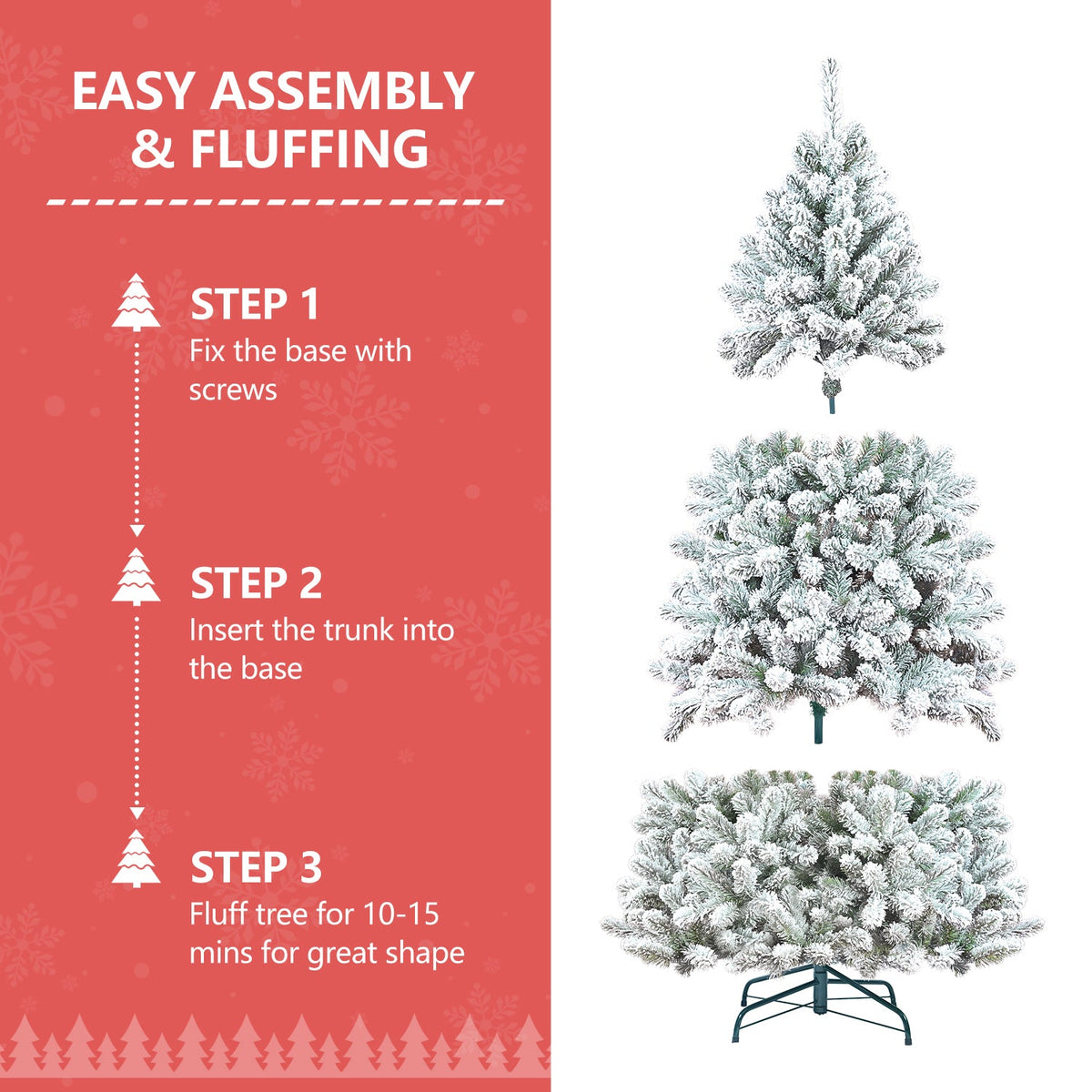 4FT Flocked Christmas Tree with Pine Cones