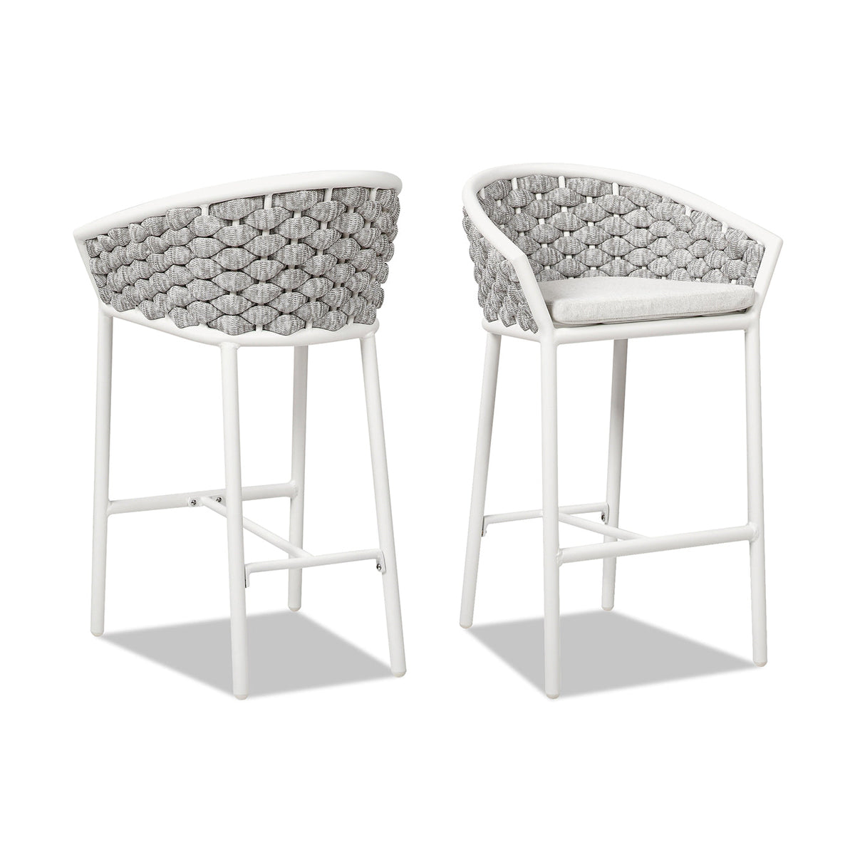 Rowan 27.5" Rope Barrel Low Back Patio Counter Stool - Set of 2