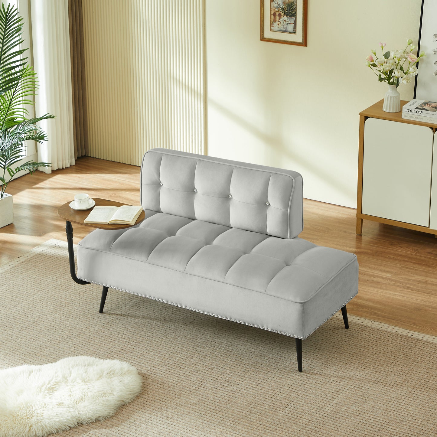 54-Inch Modern Two-Seater Velvet Sofa