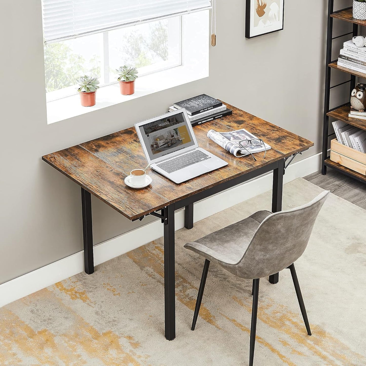 Folding Dining Table Drop Leaf Extendable Brown For Small Spaces Seats 2 To 4