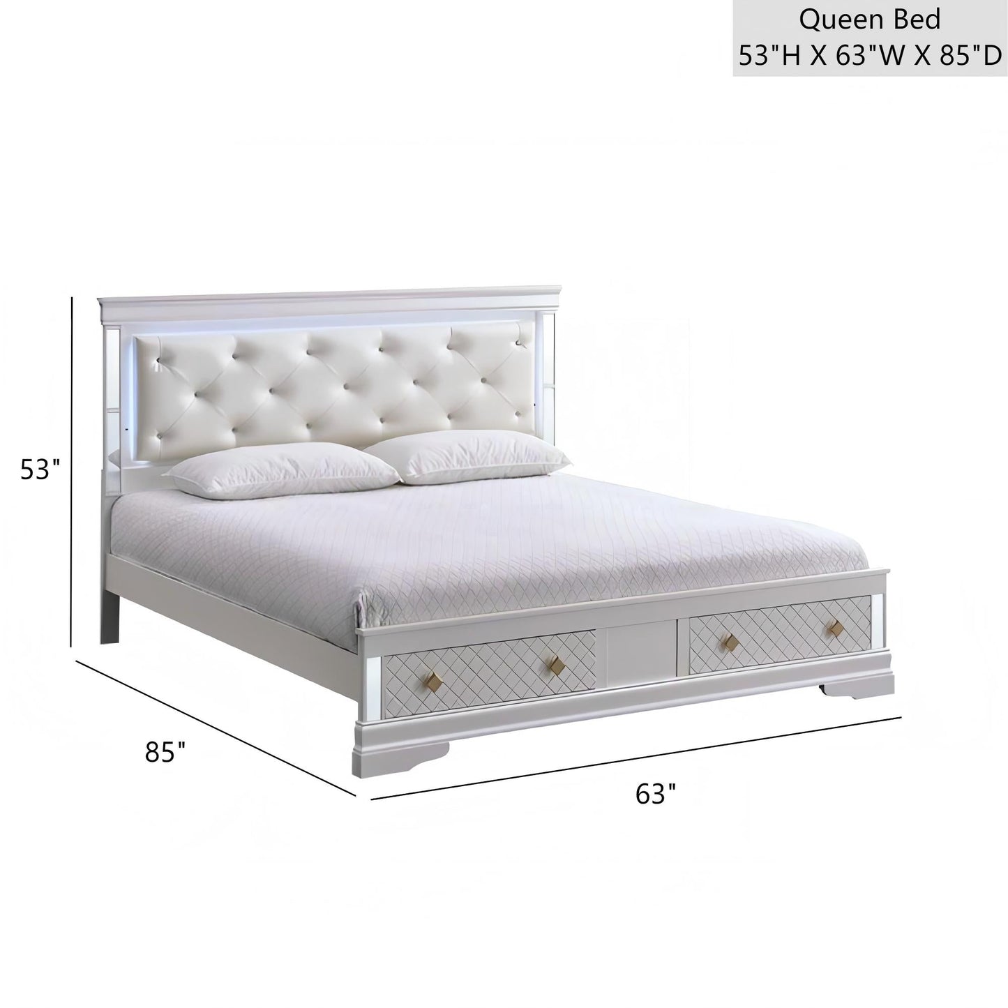 Verona G6735B-QSB Queen Bed (Mattress Not Included), Pearl