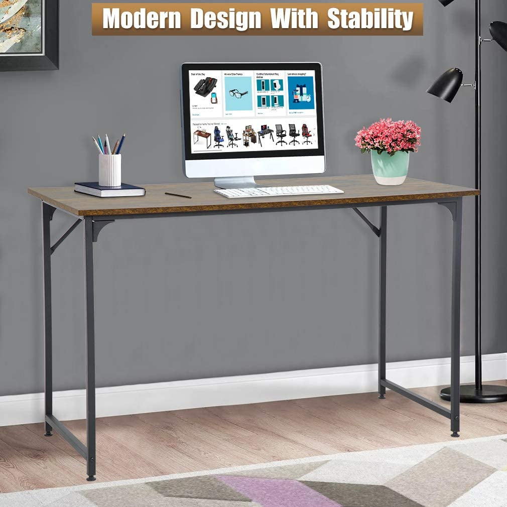 48 Inch Modern Black Computer Desk For Small Spaces