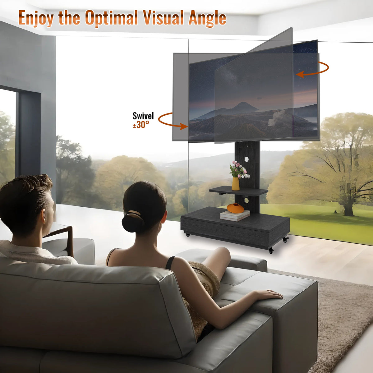 TV Stand with Push-Pull Drawer for Living Room, Bedroom, Offices