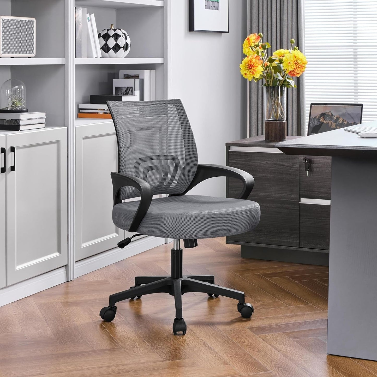 2 Pack Ergonomic Mesh Office Chairs With 360 Degree Rolling Casters Dark Gray For Home Office