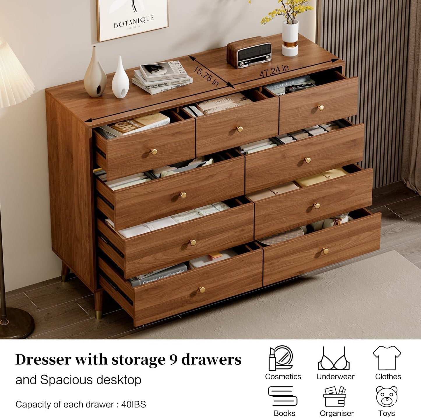 Dark Espresso Storage Cabinet Dresser With Anti Tip